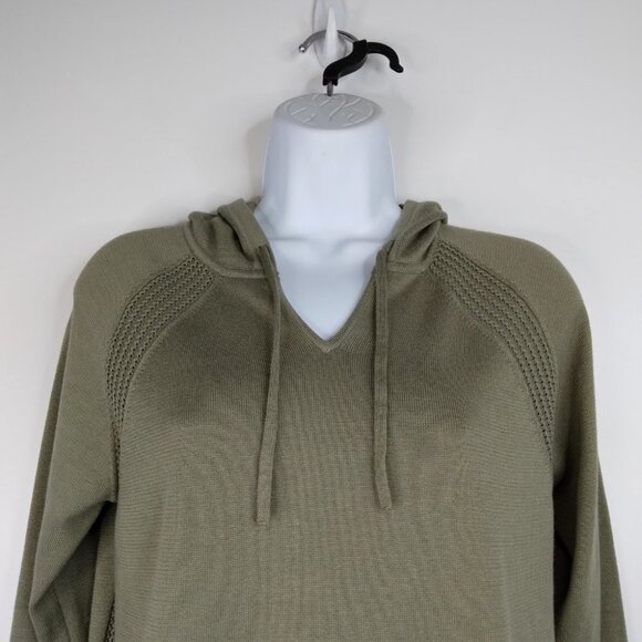 Athleta Evergreen Hoodie Knit Sweater Olive Green Size XS - Picture 4 of 16